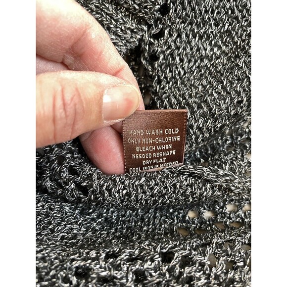 525 America Metallic Gray Long Sleeve Open Knit Sweater Womens Size Medium - Picture 6 of 6